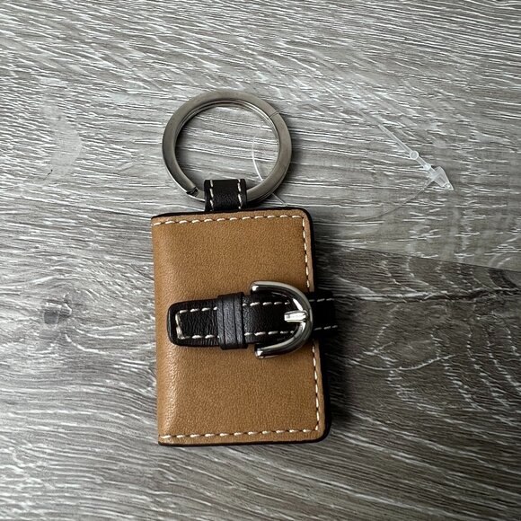 Coach Brown Leather Photo Keychain Key Fob - Picture 1 of 3